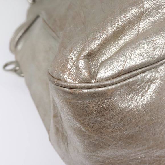 CELINE Hand Bag Leather 2way Silver Auth 91848 - Picture 12 of 16